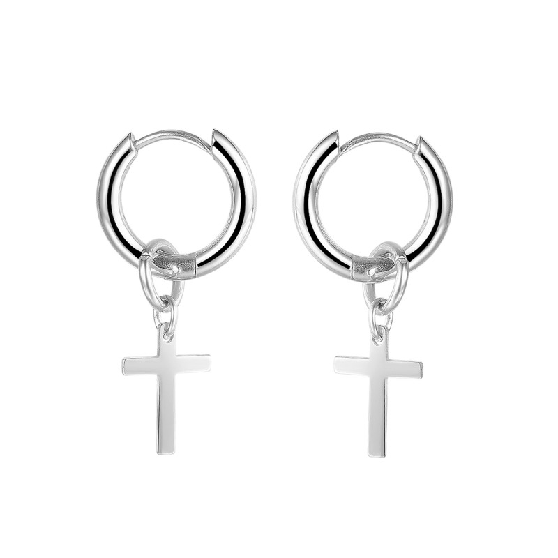 Cross Black Sliver Drop Earrings Fashion Jewelry