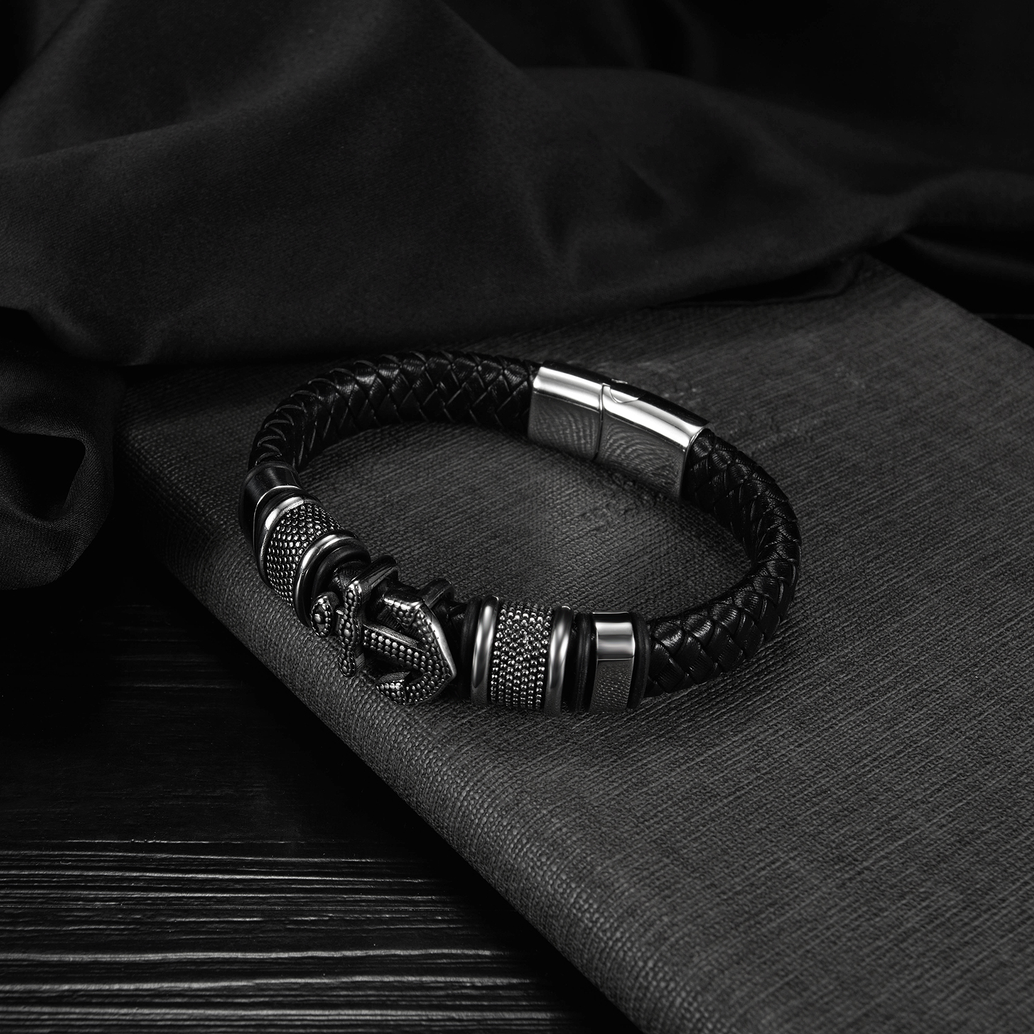 Stainless Steel Leather Bracelet