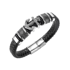 Stainless Steel Leather Bracelet