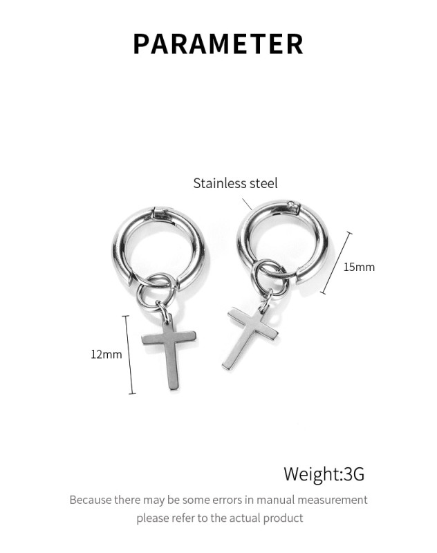 Cross Black Sliver Drop Earrings Fashion Jewelry