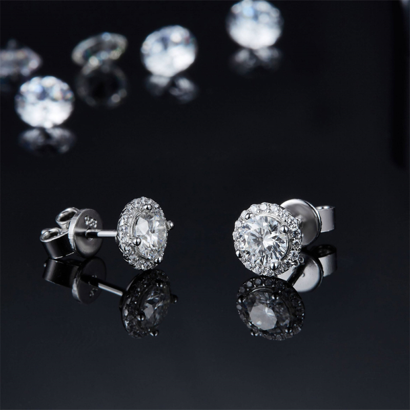 Gemstone Stud Moissanite Earrings