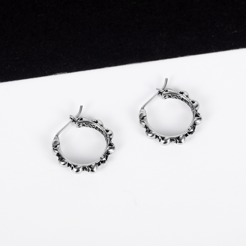 Skull Head Silver Color Earring