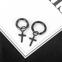 Cross Black Sliver Drop Earrings Fashion Jewelry