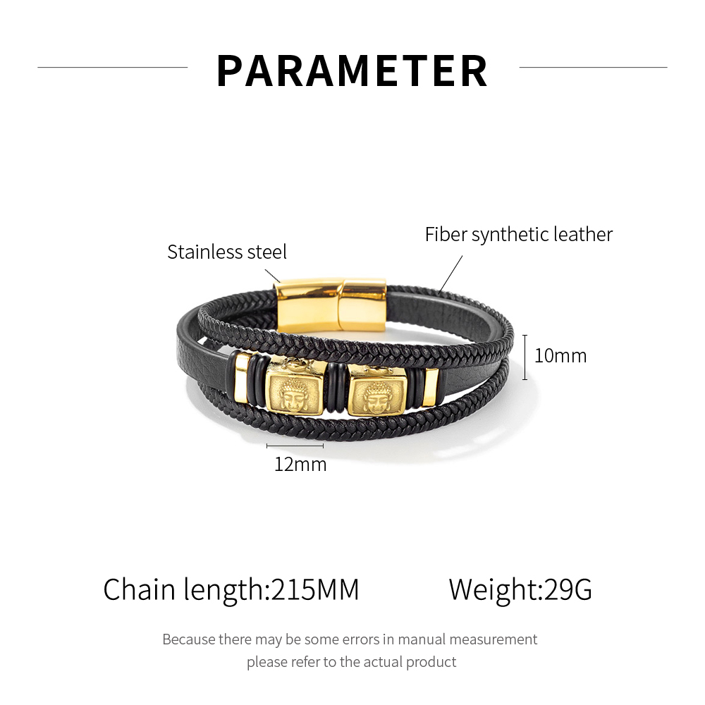 Stainless Steel Braided Leather Bracelet