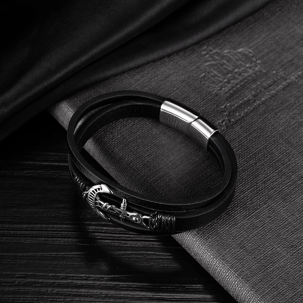 Men's Stainless Steel Braided Leather Bracelet