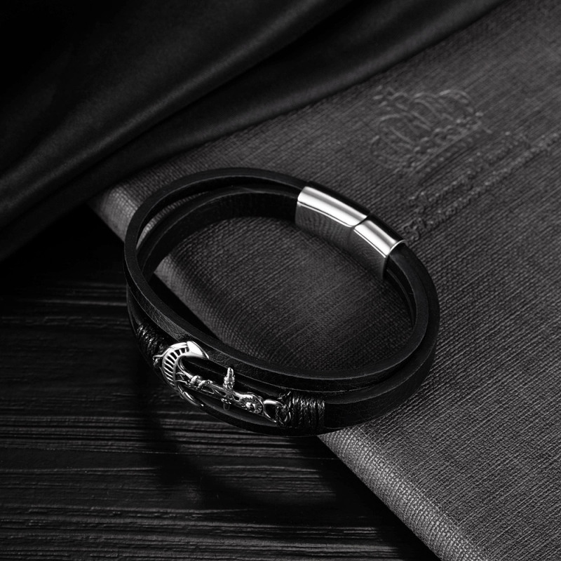 Men's Stainless Steel Braided Leather Bracelet