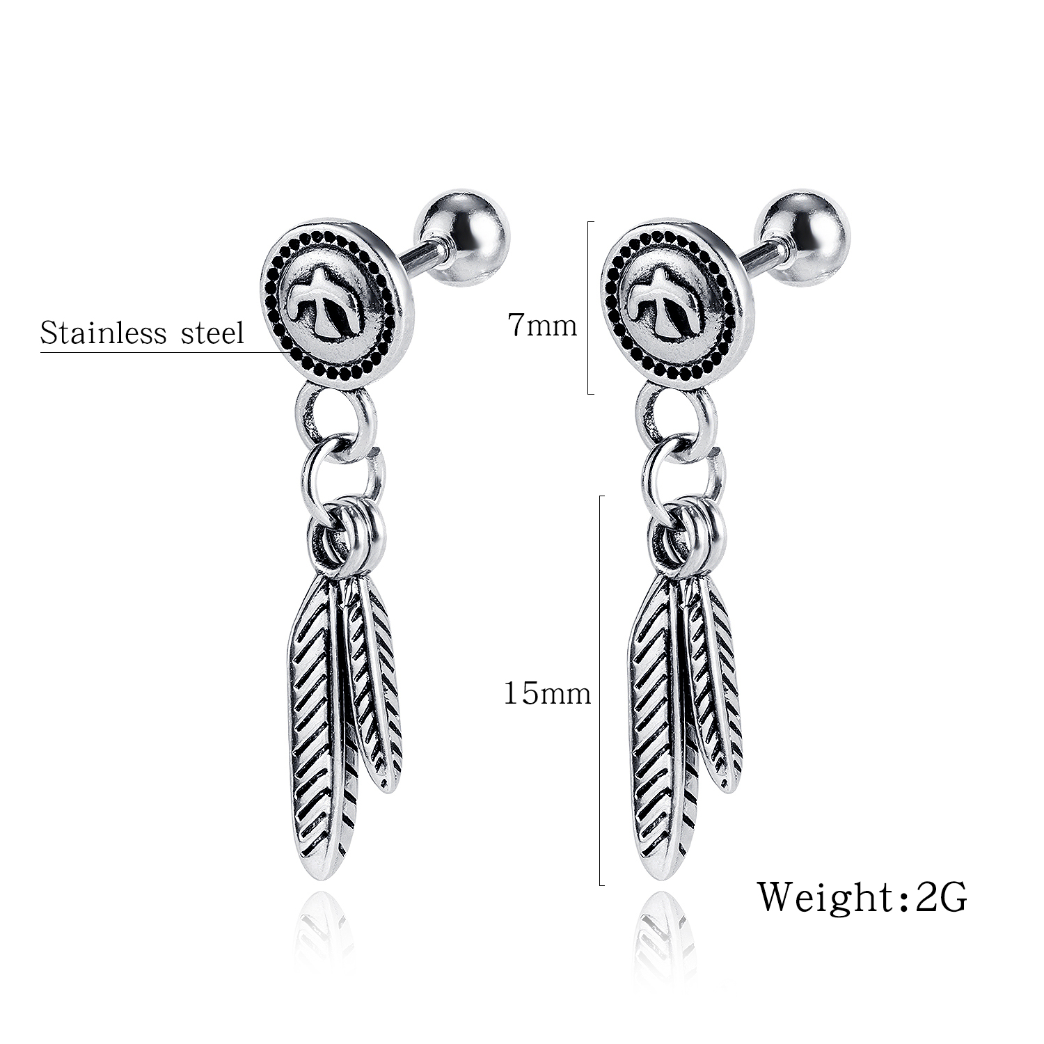Feather Stainless Steel Earring