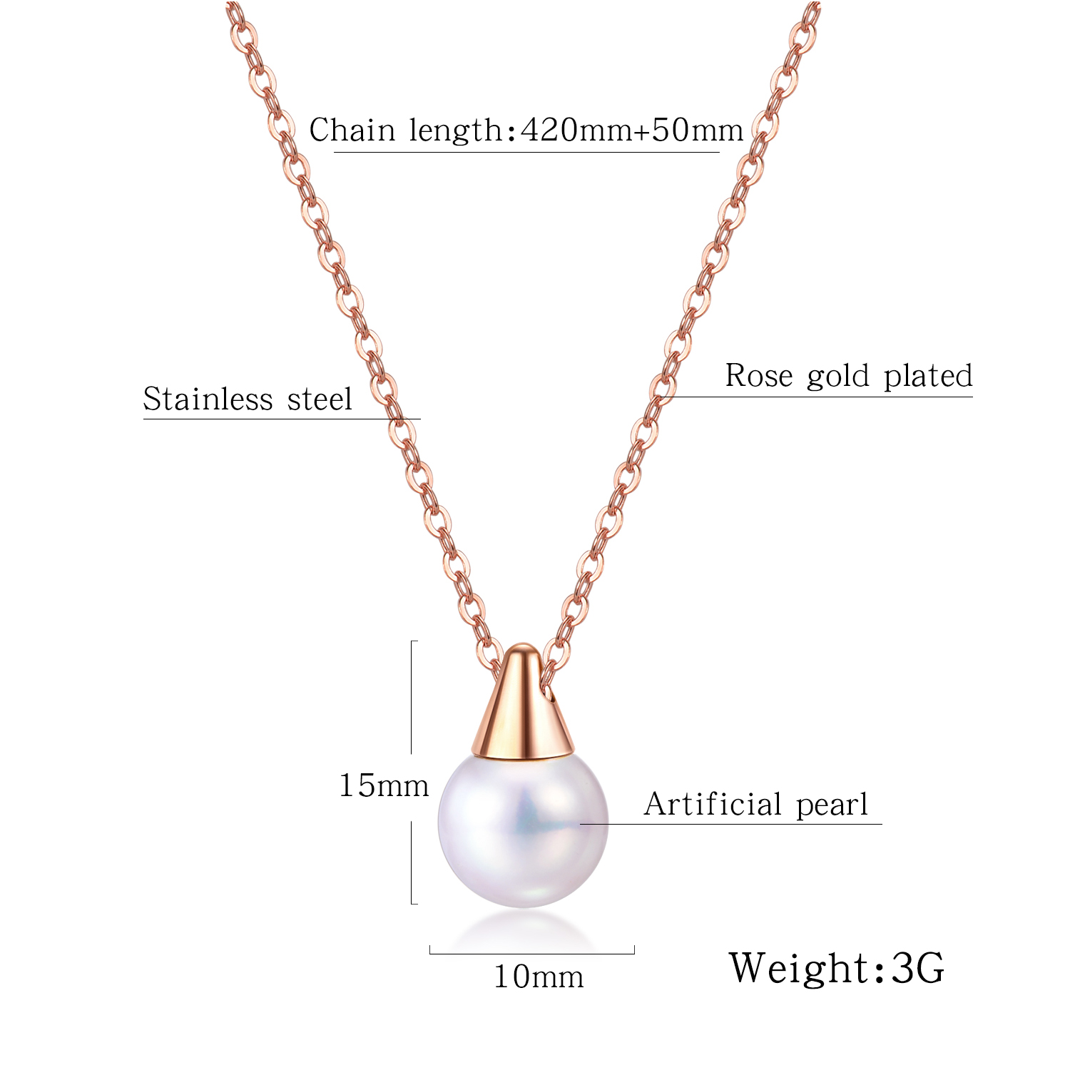 Stainless Steel Pearl Necklace