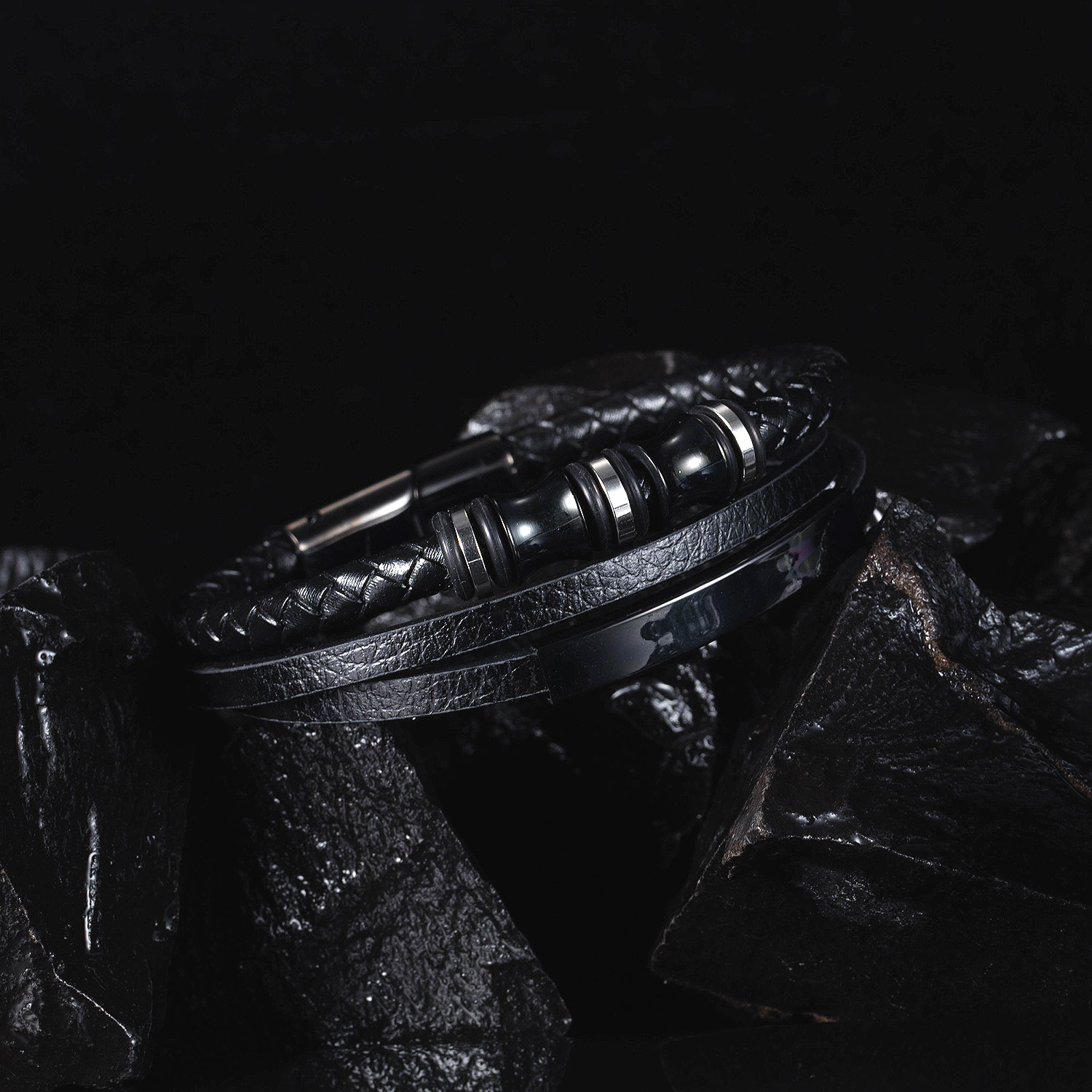 Leather And Metal Bracelets For Men