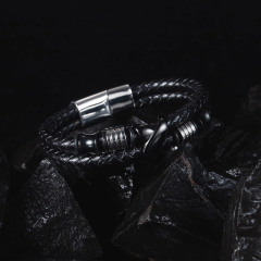 Leather And Steel Bracelets For Men