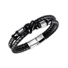 Leather And Steel Bracelets For Men