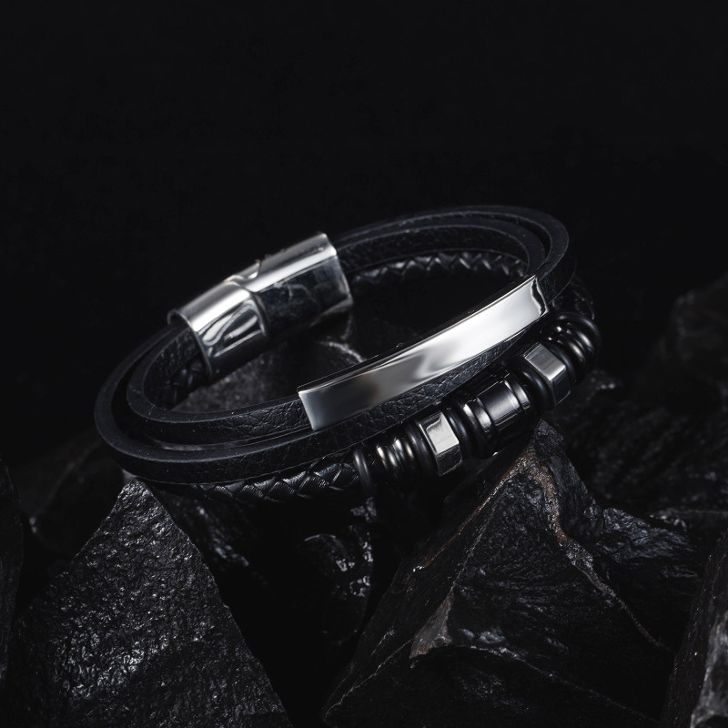 Mens Leather Urn Bracelet