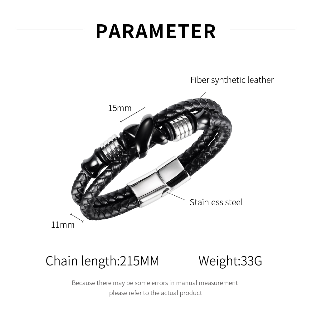 Leather And Steel Bracelets For Men