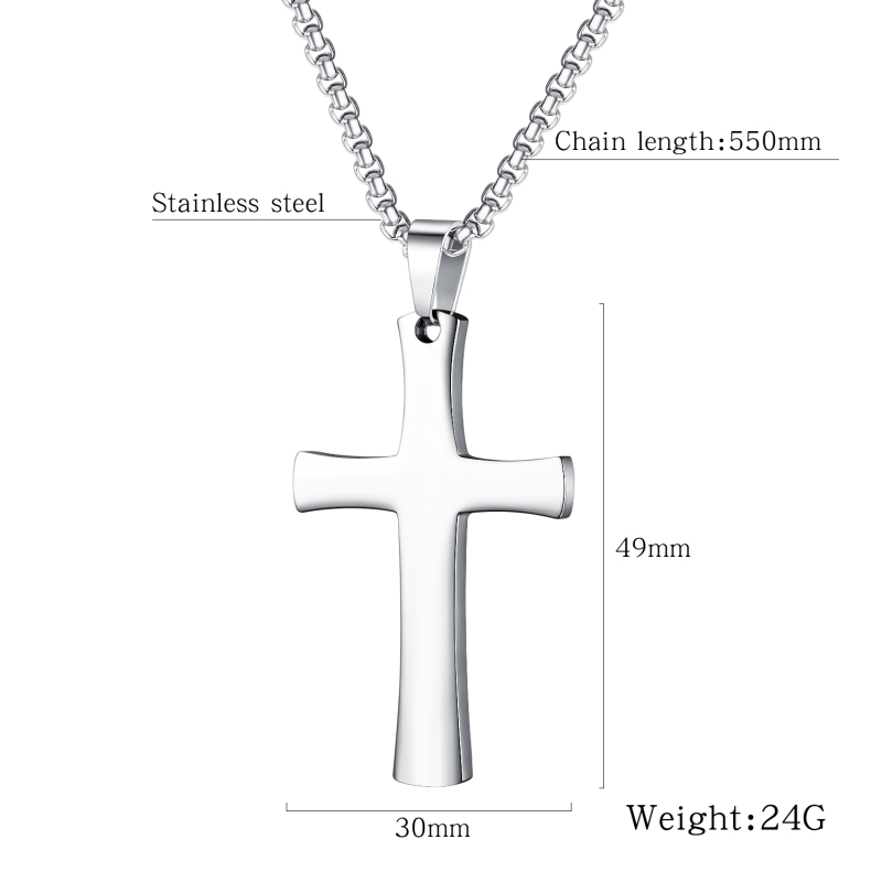 Mens Cross Necklace Stainless Steel