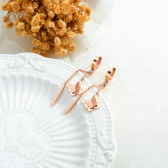 Dangle Rose Gold Butterfly Earrings