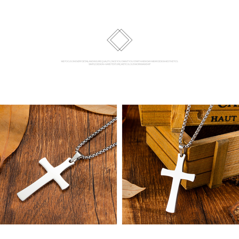 Mens Cross Necklace Stainless Steel