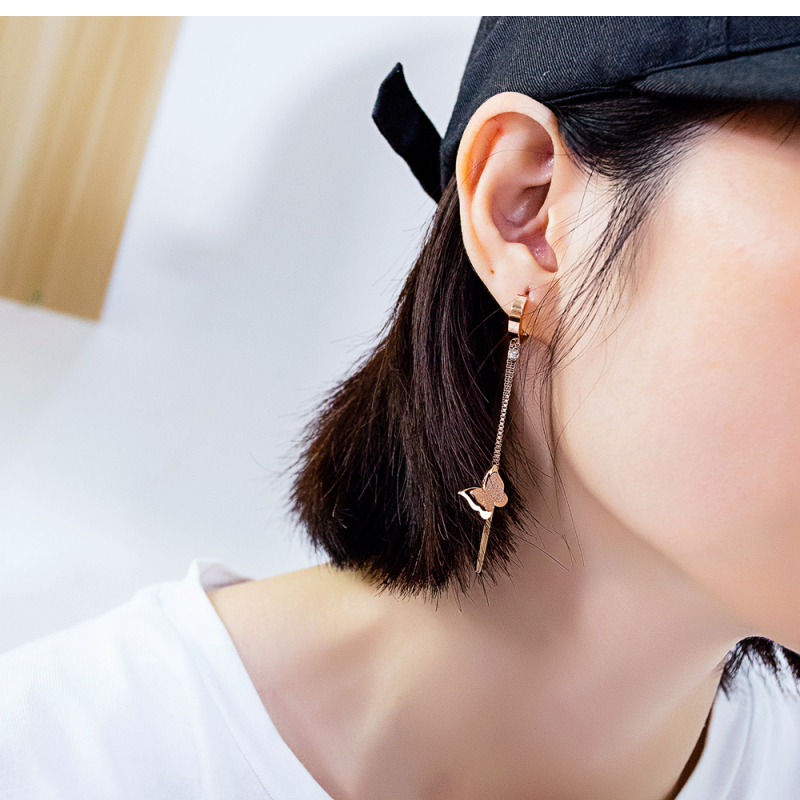 Dangle Rose Gold Butterfly Earrings