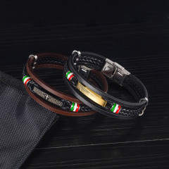 Mens Flat Leather Bracelet