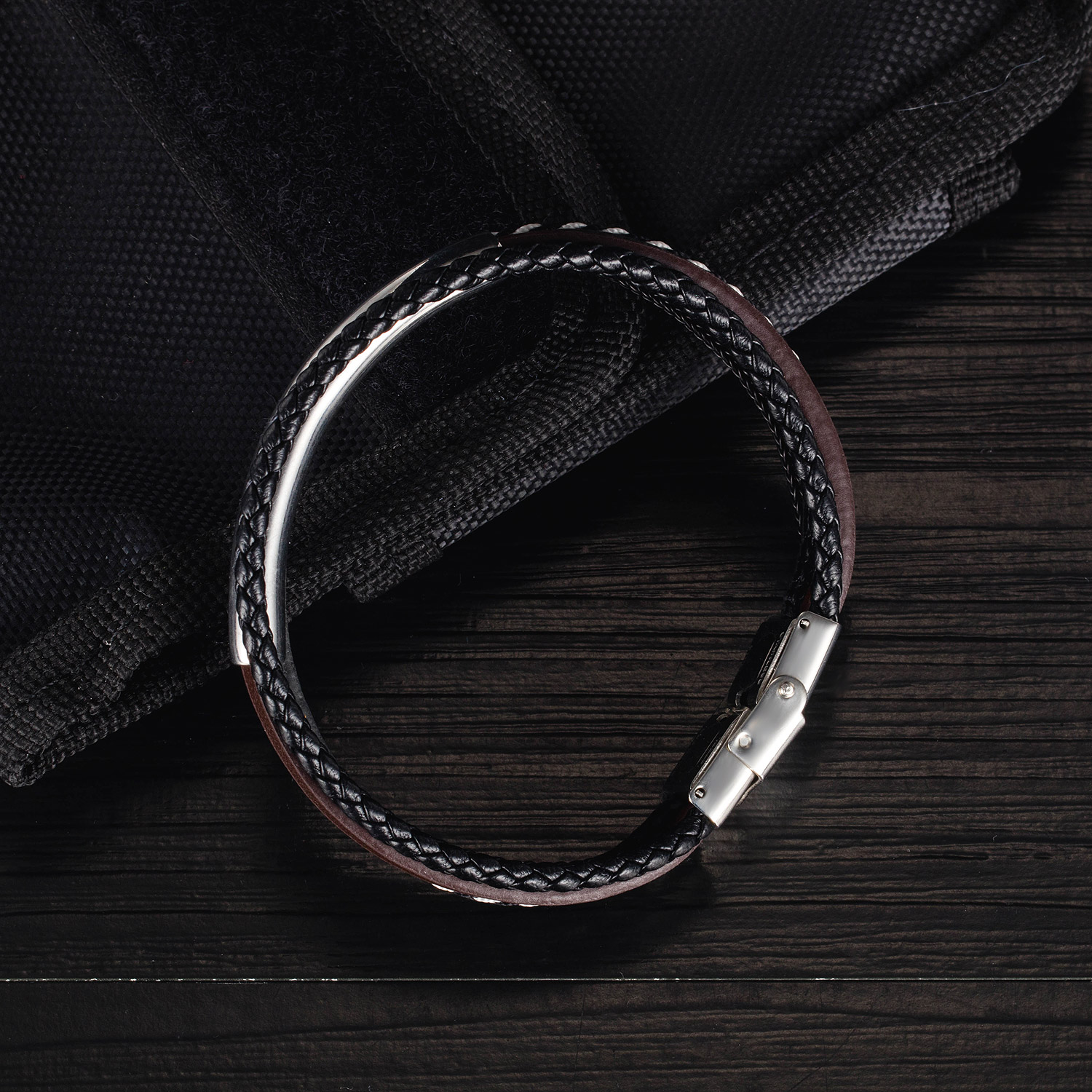 Mens Leather Snap Bracelet