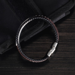Mens Leather Snap Bracelet