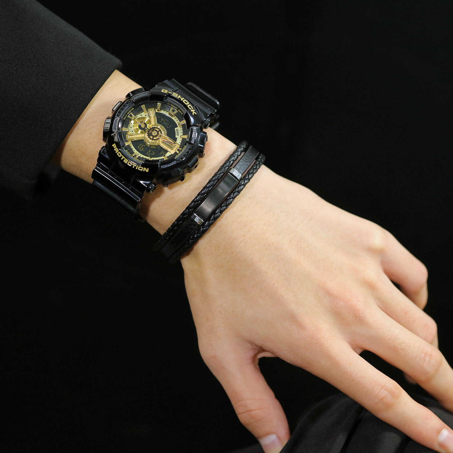 Black Leather Wrist Band