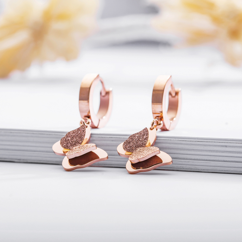 Butterfly Rose Gold Fashion Earrings