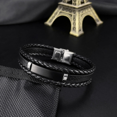 Black Leather Wrist Band