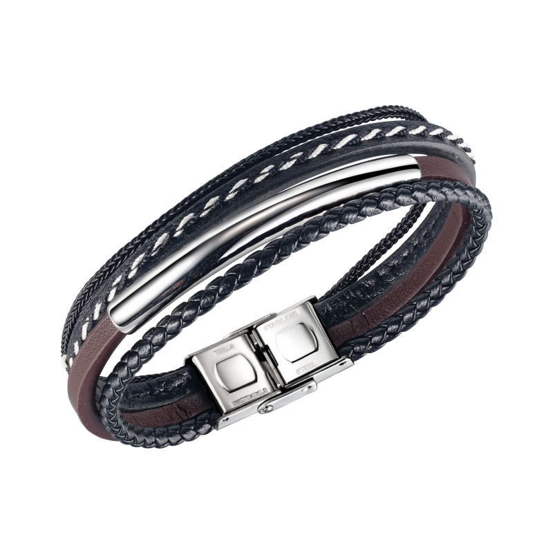 Mens Leather Snap Bracelet