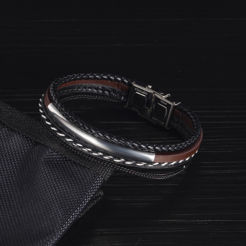 Mens Leather Snap Bracelet