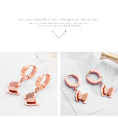 Butterfly Rose Gold Fashion Earrings