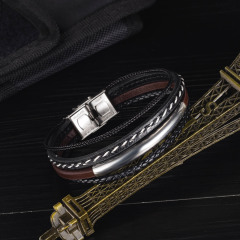 Mens Leather Snap Bracelet