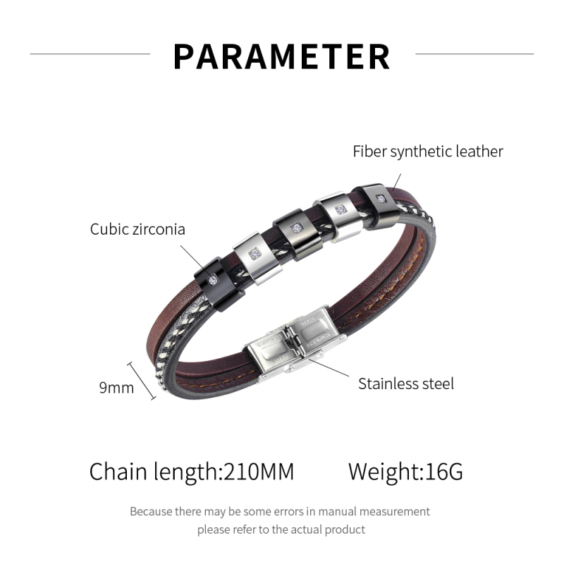 Mens Bracelets Black Leather