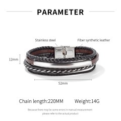 Mens Leather Snap Bracelet