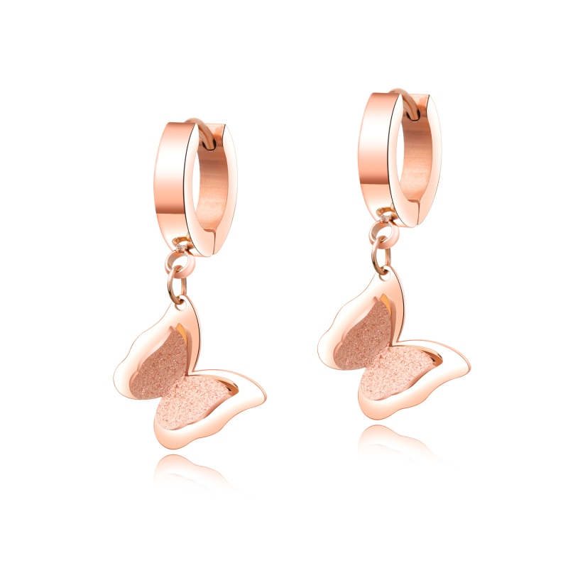 Butterfly Rose Gold Fashion Earrings