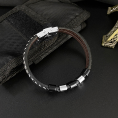 Mens Bracelets Black Leather