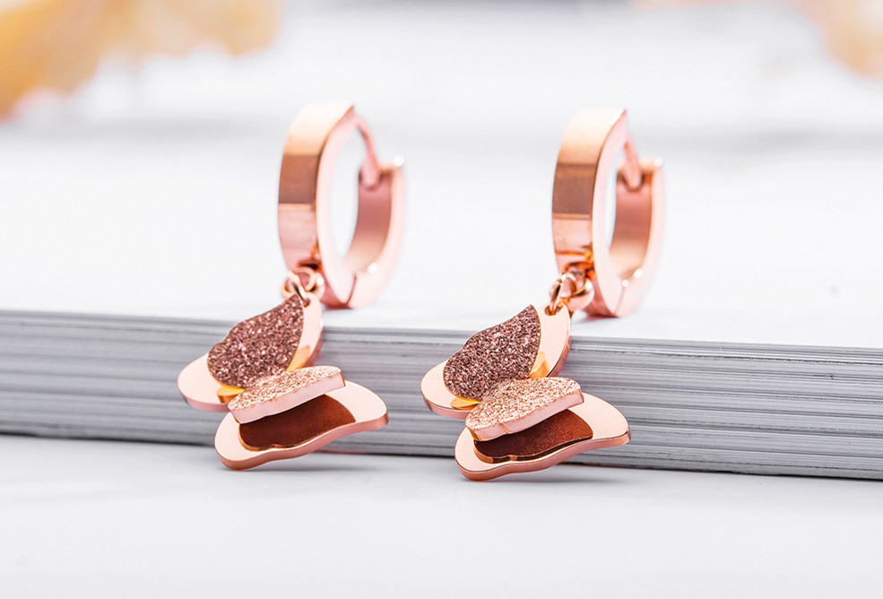 Butterfly Rose Gold Fashion Earrings