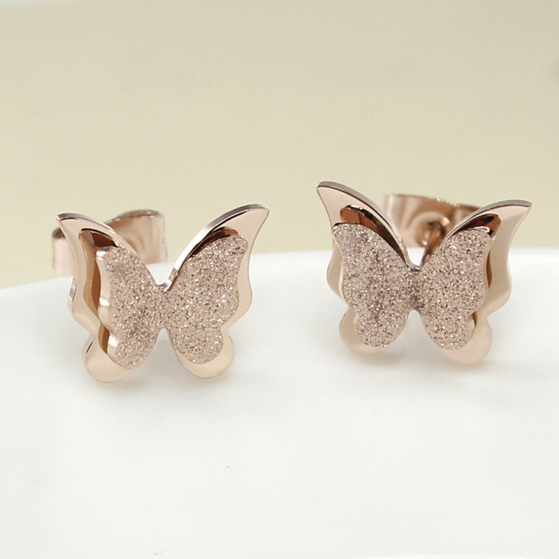 Shinning Butterfly Rose Gold Earring