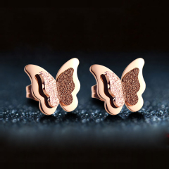 Shinning Butterfly Rose Gold Earring