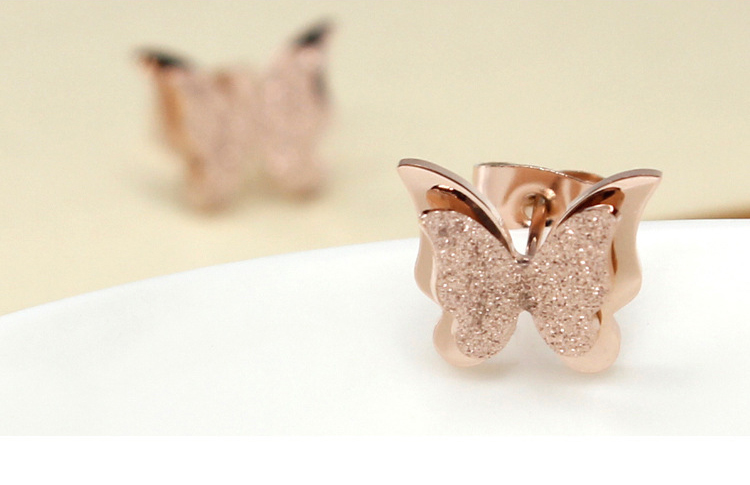 Shinning Butterfly Rose Gold Earring