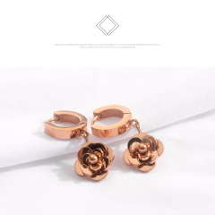 Rose Gold Color Flower Trendy Earrings