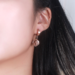 Rose Gold Color Flower Trendy Earrings