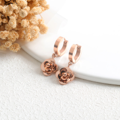 Rose Gold Color Flower Trendy Earrings