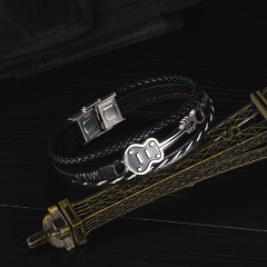 Thick Black Leather Bracelet