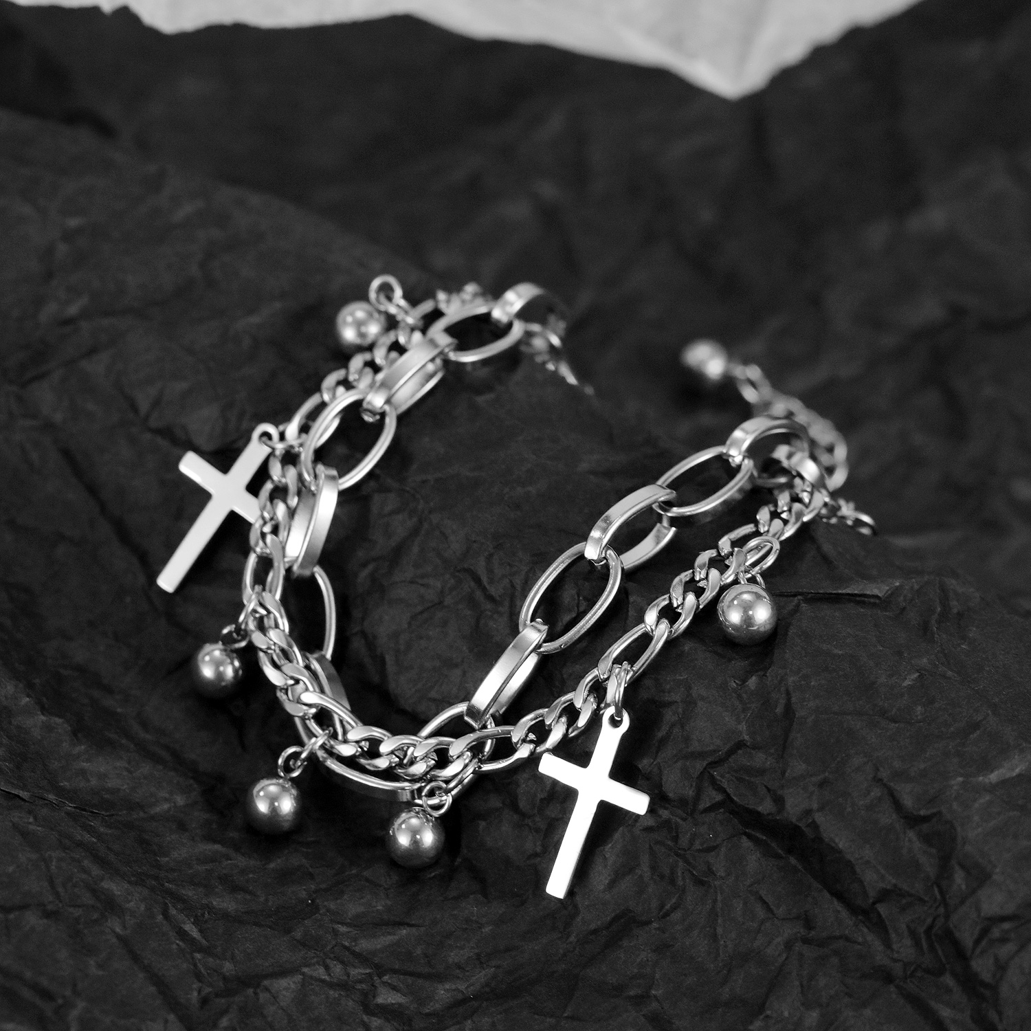 Steel Cross Bracelet