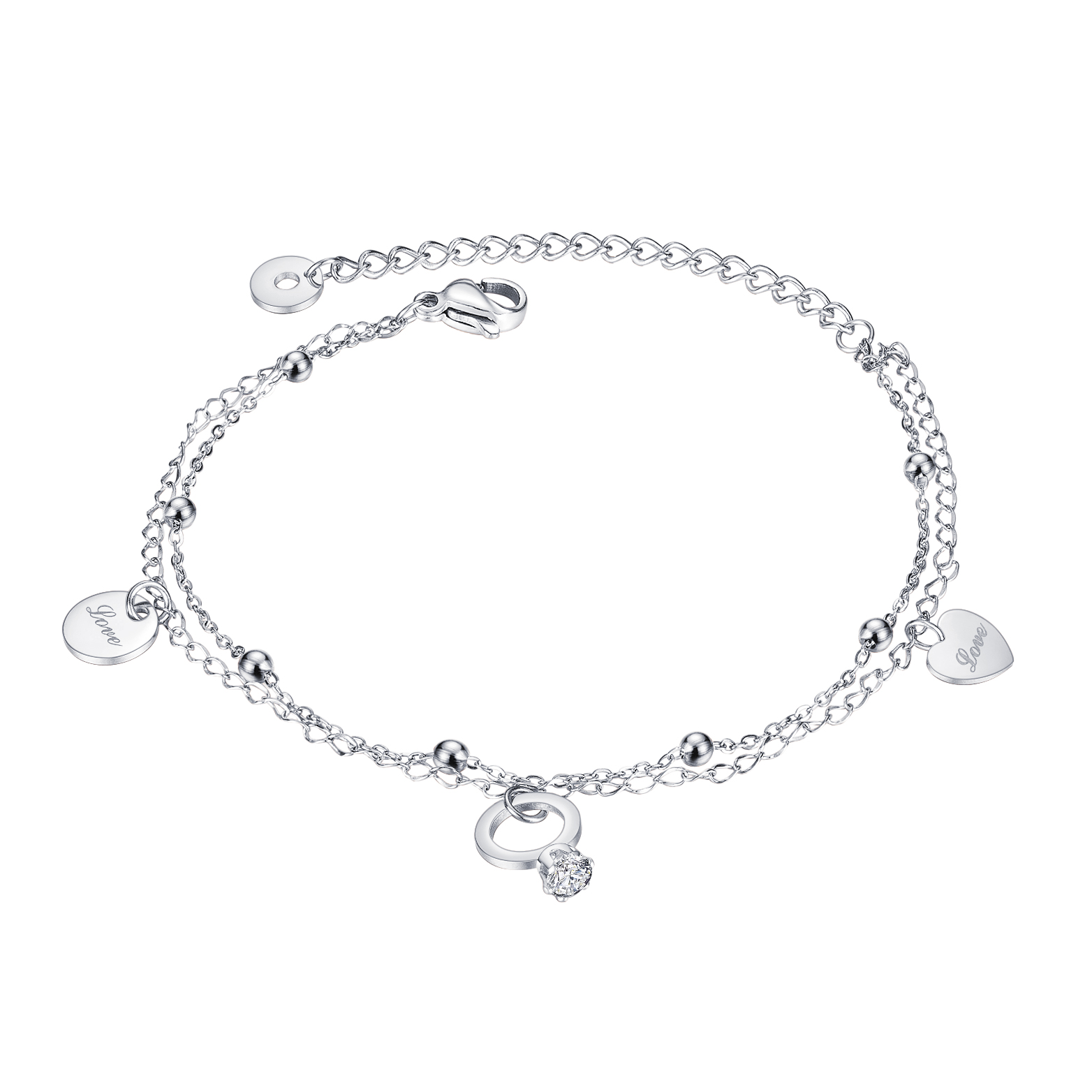 Link Charm Bracelet Stainless Steel