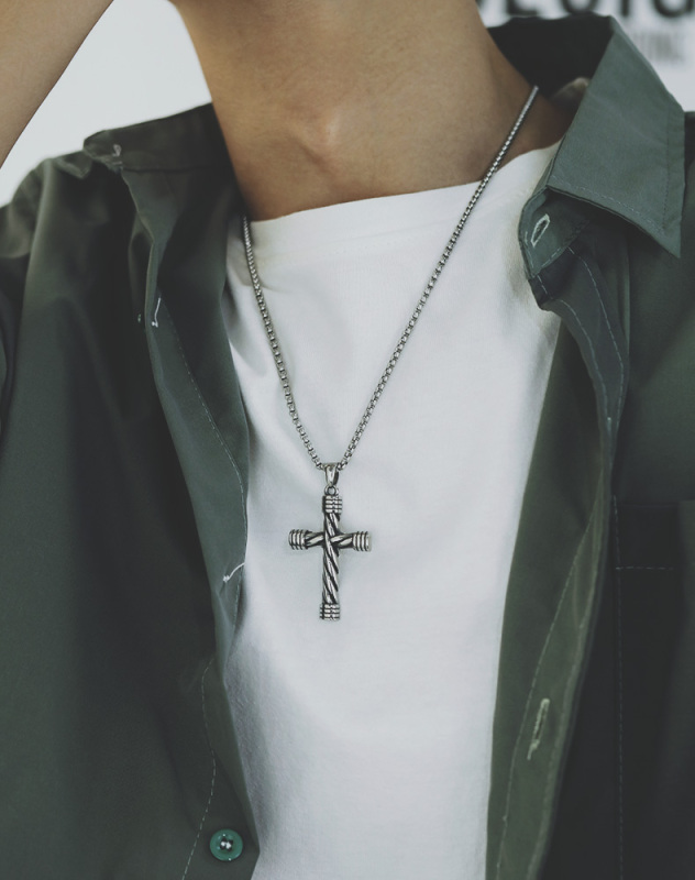 Mens Stainless Steel Cross Pendant