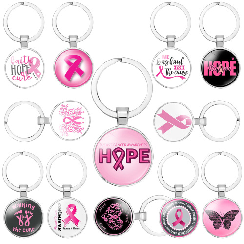 Pink Ribbon Breast Cancer Awareness Keychains