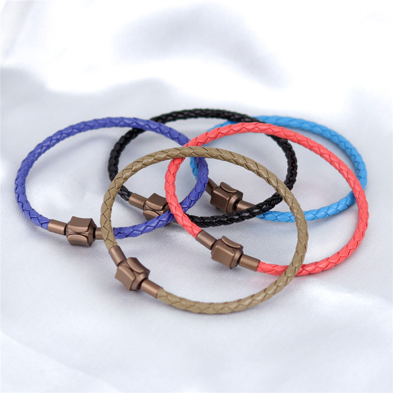 Custom Female Mens Genuine Sheepskin Woven Leather Bracelet