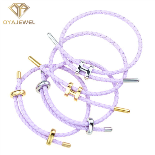 Adjustable Purple Genuine Leather Bracelet