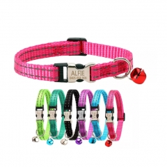 Personalized Customized Reflective Nylon Cat Luxury Breakaway With Bell Collar For Dogs And Cats
